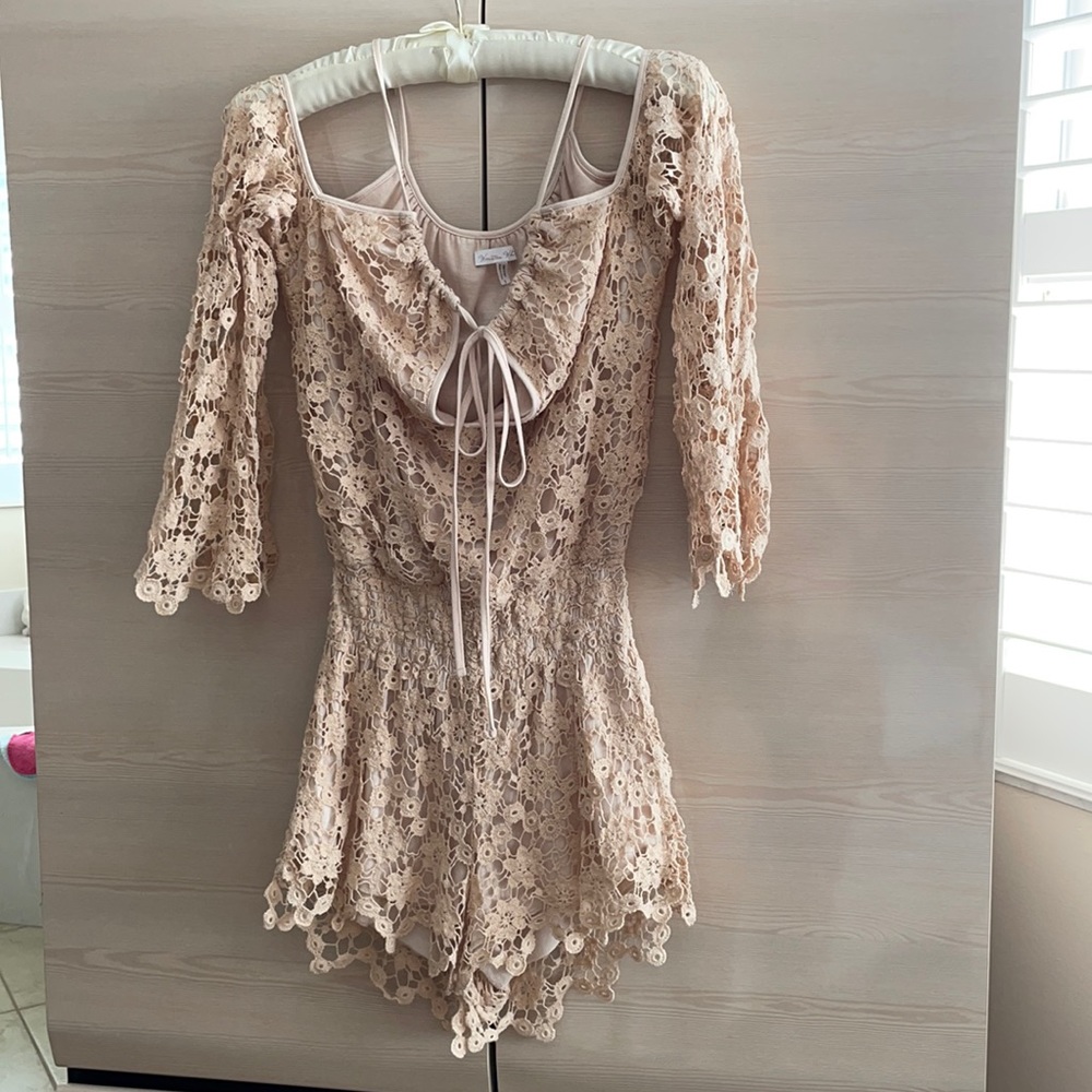 Winston White Natalie Crochet Romper champagne